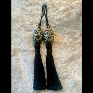 Chinese Cloisonné enamel egg with tassel (set of 2)